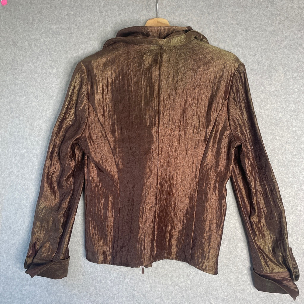 Samuel Dong Shiny Ruffled Collar Jacket Cocktail Sz Medium - Picture 2 of 11